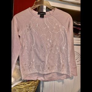 Girl’s light pink glitter lace & sequence sweater